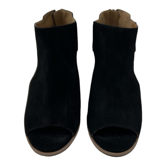 Lucky Brand Keight Suede Black Leather Peep Toe Ankle Booties size 7.5 M - Picture 8 of 10